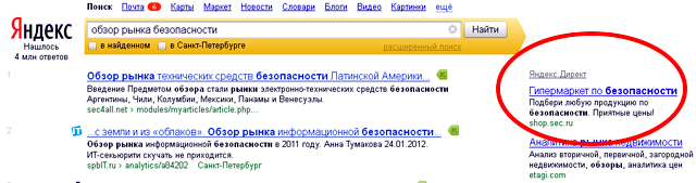 Реклама sec.ru на Яндекс.Директ